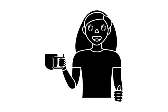 A Black-Filled Mom & Cup Icon for Crafters and Graphics