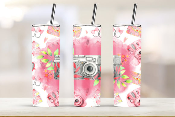 A Photographer's Camera Tumbler Graphic for Blogs and Print Templates