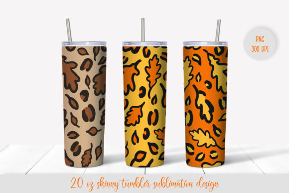 Autumn Leaves Leopard Tumbler Graphics for Seasonal Branding