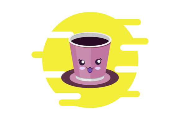 Coffee Cup Kawaii Circle Clipart: A Graphic Design Asset Review