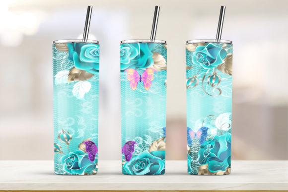 Lavender Floral Graphics for 20oz Skinny Tumbler Print Templates