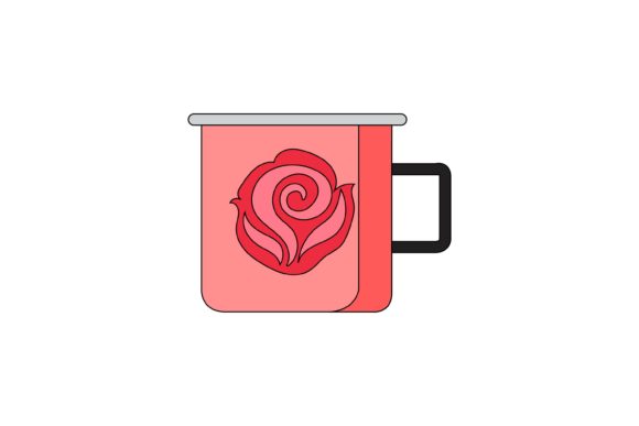 Red Flower Cup Vector: A Classic Design Asset for Crafts