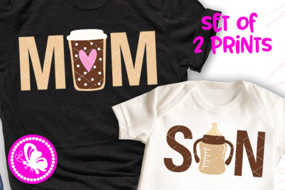 The Mom Cup of Coffee Son Bottle of Milk Graphics in Creative Branding